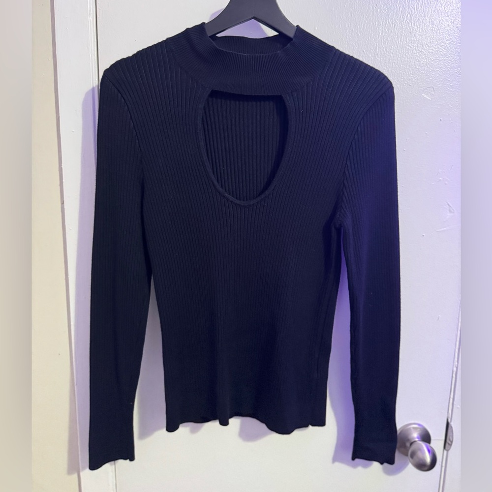 Abercrombie & Fitch Black Ribbed Cutout Sweater